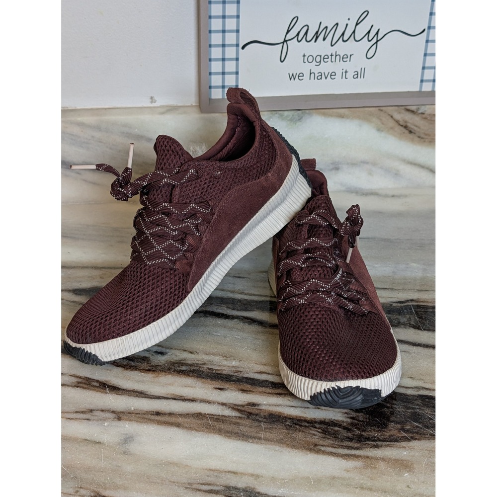 Sorel Out N About Plus Lace Waterproof Sneakers Burgundy Wine Mesh Suede Shoes